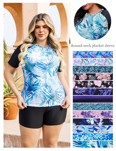Tralilbee Plus Size Two-Piece Swimsuit with Shorts - 2X / Color508