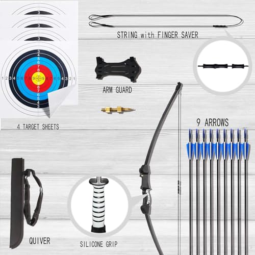 45-Inch Youth Bow and Arrow Set for Kids & Teens - Beginner Kit with 9 Arrows & Targets