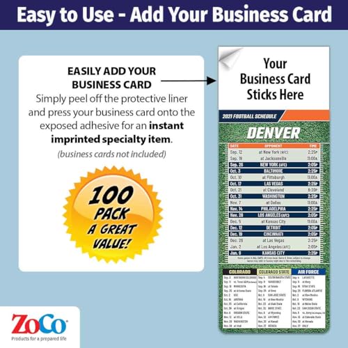 2026 Denver Pro Football Schedule Magnets - 100 Pack