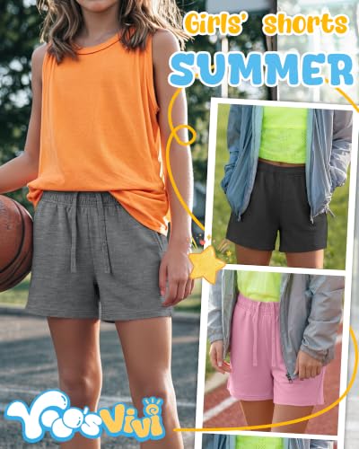 4 Pack Girls' Athletic Sweat Shorts - Comfortable Fit