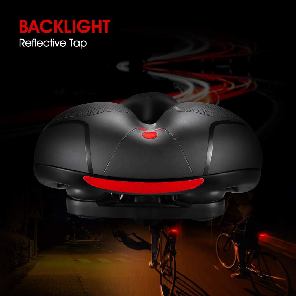 Skiennix Comfortable Bicycle Seat Cushion - Dual Shock Absorbing Memory Foam | Waterproof & Wide Design