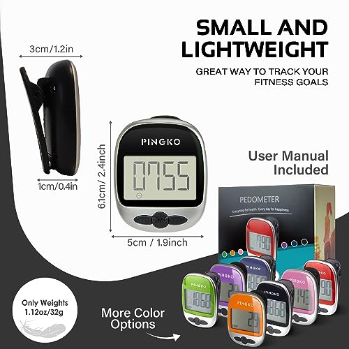 Portable Sport Pedometer - Step, Distance & Calories Tracker - Black