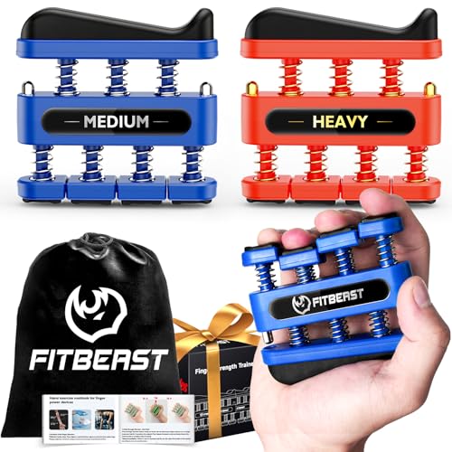 Finger Strengthener & Hand Exerciser Set - 2 Piece Blue Red