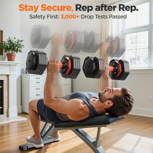 Adjustable Dumbbell Set of 2 - 25LBS 5-in-1 Weights with Storage Box
