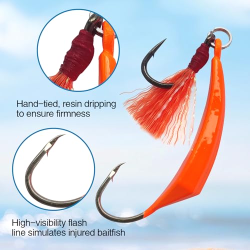Eupheng 1/2oz Saltwater Pompano Jigs with Teaser Hooks - 5 Pack