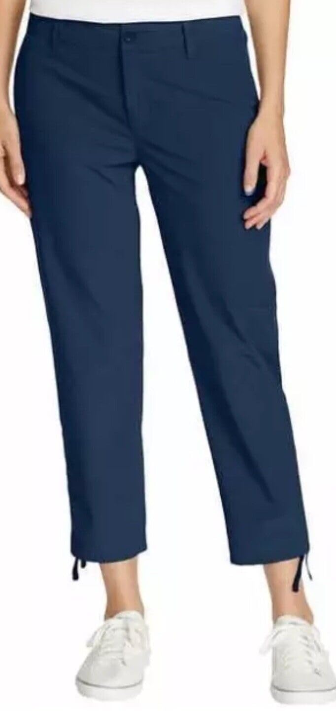 Eddie Bauer Capri Pants for Women with Side Zipprer Cargo Pocket - Women's Hiking Pants with Belt Loop - Ripstop Capri (Blue, 8)