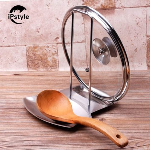 Stainless Steel Pan Lid Holder & Spoon Rest Organizer