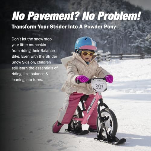 Strider Snow Ski Set for 12" Balance Bikes — Converts to Sled for Ages 1–4