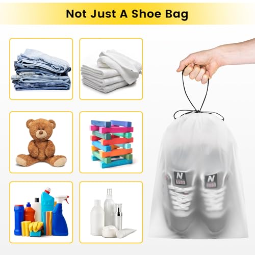 Large Travel Shoe Bags - 6 Pack Transparent Drawstring Storage Organizer