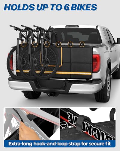 Tailgate Bike Pad for Full-Size Pickup, 61" Wide, Holds 6 Bikes