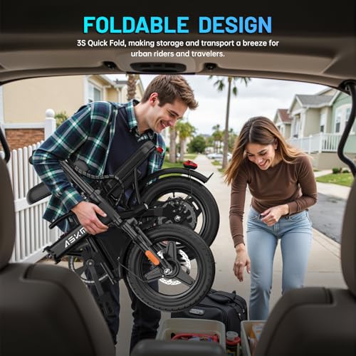 Folding Electric Bike for Adults & Teens - 14" E-Bike Classic Black