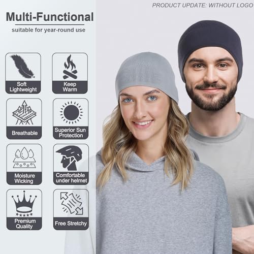 Bamboo Skull Cap Beanie Hat – Sweat-Wicking Sleep Cap, 2 Pack (One Size, Black/Grey) – BIAOTN