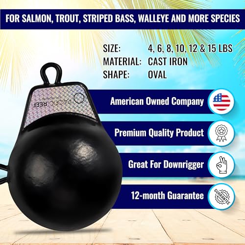 PacificReef 10 lbs Coated Downrigger Weight - Salmon Fishing Sinkers with Vinyl Coating