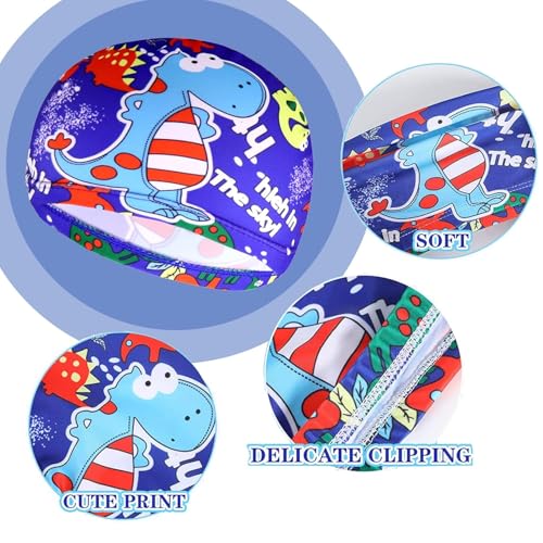 2-Pack Cartoon Swimming Caps - Soft Elastic Polyester Swim Hats for Kids