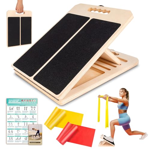 Calf Stretch Slant Board with Resistance Band - Black