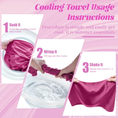 Cooling Towels for Neck and Face - 4 Pack Light Blue, Green, Pink, Grey