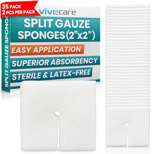 Drain Sponges - 2"x2" Sterile Gauze Pads, Pre-Cut (70 Pack)