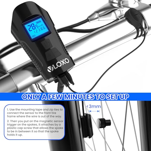 Bike Speedometer with LED Light and Horn - Black