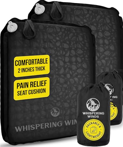 Black Inflatable Seat Cushion 2-Pack Portable Travel & Outdoor Comfort