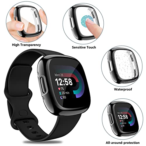 Screen Protector Case for Smartwatch - 2 Pack Black, Full Coverage TPU
