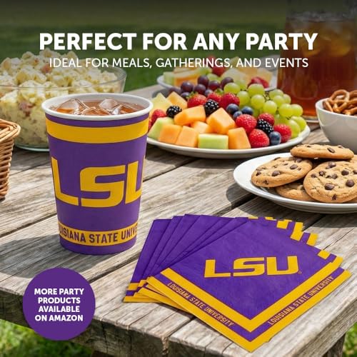 LSU Tigers Paper Cups - 20 Count, 9 Oz Disposable Party Cups