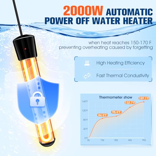 LanBlu Portable Shower with 2000W Heater, 6000mAh Battery - Black