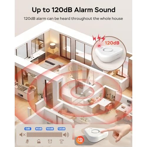 Water Detector Sensor,Water Leak Detectors for Home with App Alerts,Water Alarm Leak Detector with 120db Adjustable,500ft Transmission for Basement,Bathroom, Laundry,No Hub Required (Support 2.4G)