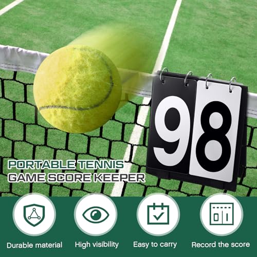Portable Tennis Scoreboard - Flip Score Keeper 0-9 - Black