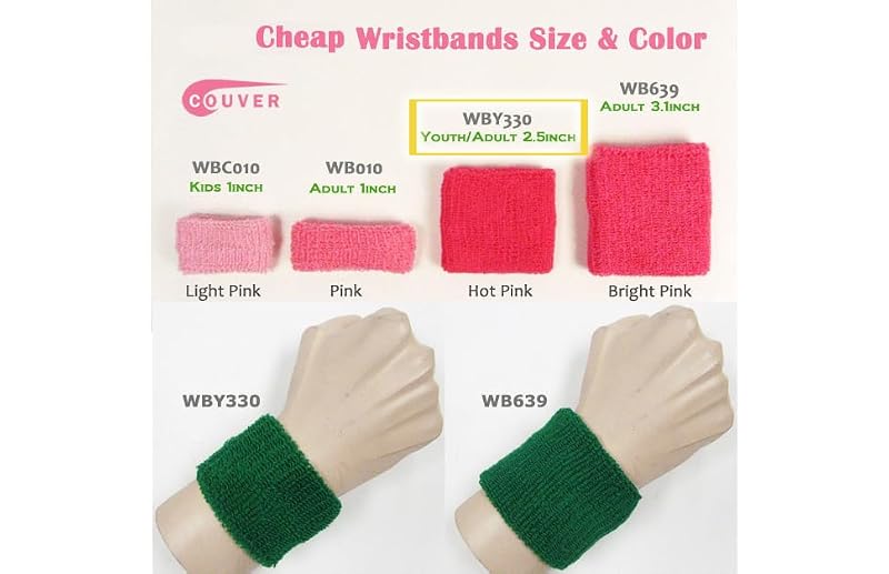 Youth Cotton Terry Athletic Wristbands - Bright Blue