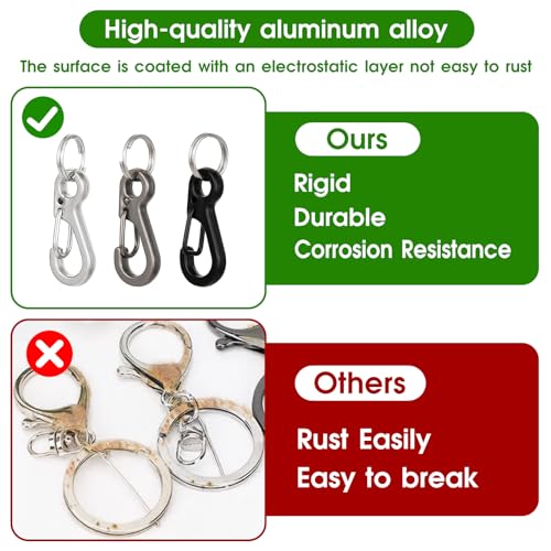 12-Piece Mini Carabiner Clips - 1-Inch Zinc Alloy Spring Hooks - 3 Colors