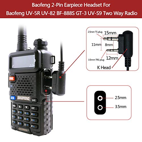 Two-Way Radio Earpiece Headset with K Connector - 2 Pack