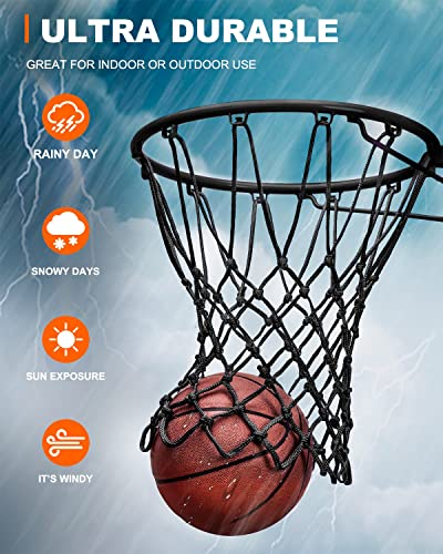 Heavy Duty Basketball Net Replacement - 12 Loops, 21" - Black