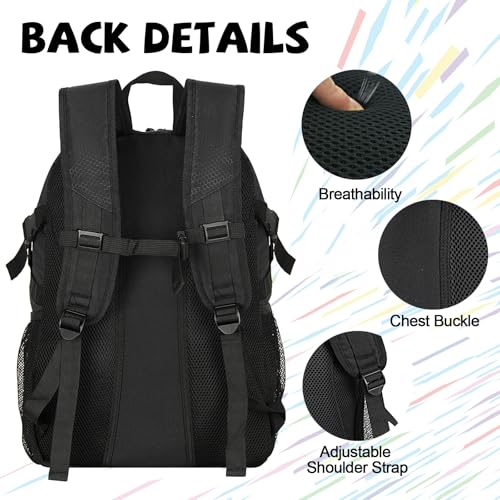 Goloni Black 35L Basketball Backpack with Shoe & Ball Compartments, Waterproof Sport Bag
