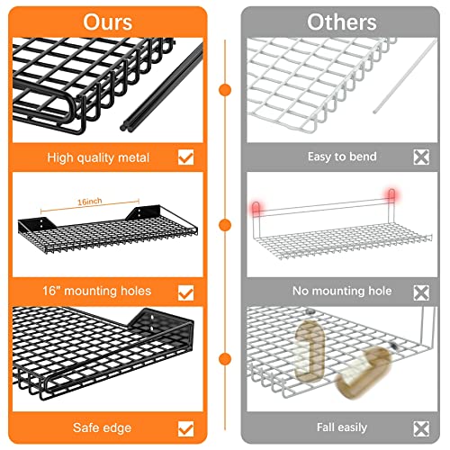 WALMANN 2 Pack Garage Wall Shelf, 23.5" x 12" Wall Mounted Storage Shelves for Garage, Closet, Laundry Room, Heavy Duty Wall Shelving, Holds Up to 65 lbs(Black)