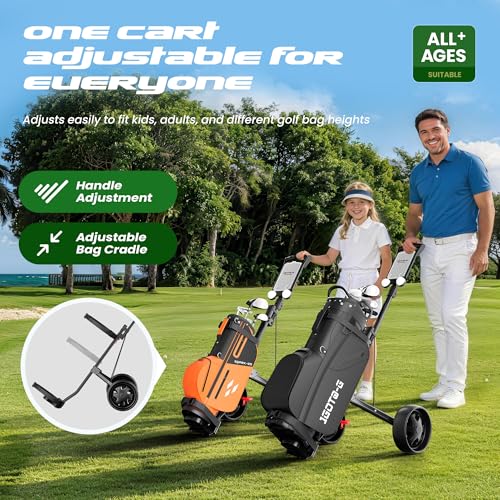 Adjustable 2-Wheel Golf Pull Cart for All Ages - Ergonomic Handle
