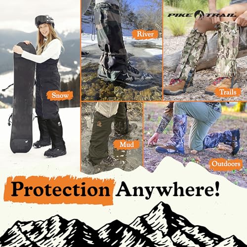 Adjustable Leg Gaiters - Lightweight Waterproof Leg Guards - Black