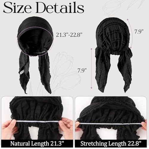 Slip-On Pre-Tied Beanie Cap for Women - Black
