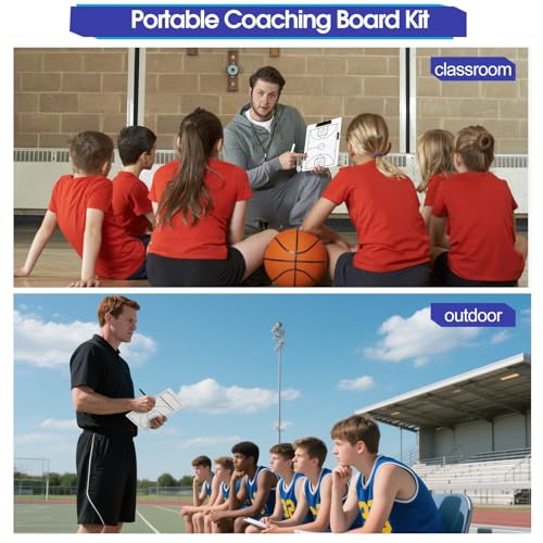 Basketball Coaching Clipboard - Double-Sided Dry Erase Board with Marker Holder