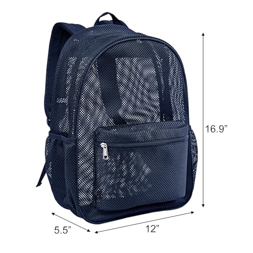 COVAX Royal Blue See-Through Mesh Bookbag Backpack for College