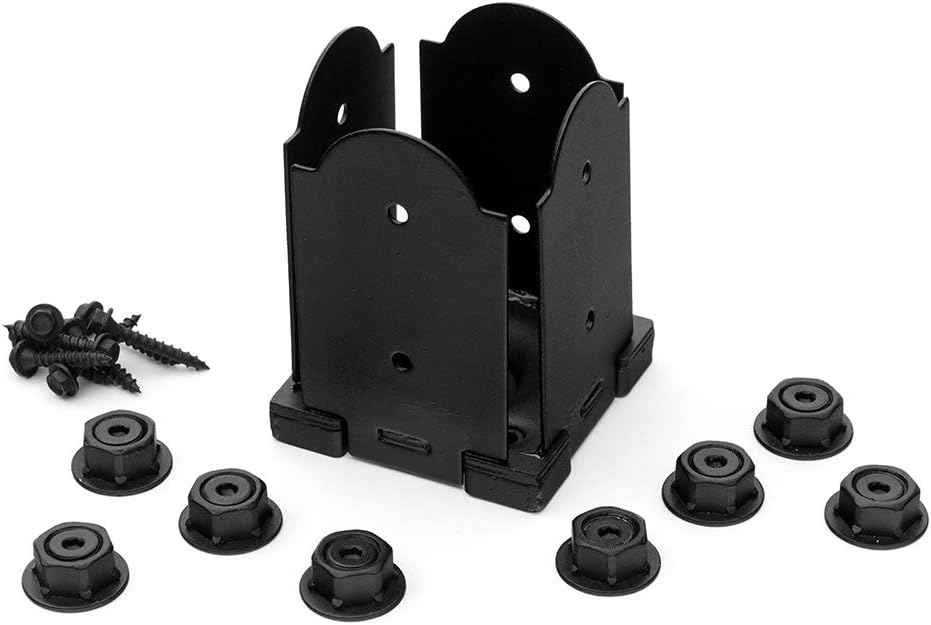 Ozco Laredo Sunset Lite 6x6 Post Base Kit - Galvanized Steel with Decorative Plates & Screws
