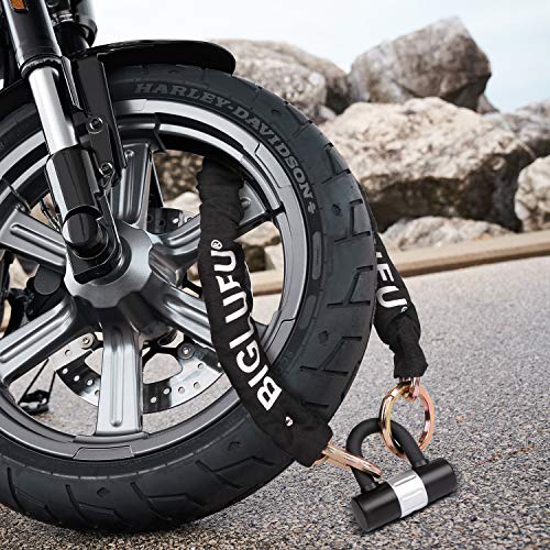 BIGLUFU 4FT Gold Motorcycle Chain Lock Heavy Duty Anti-Theft Bike Lock