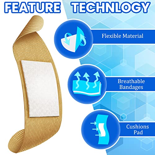 Lounsweer 1000 Pcs Assorted Fabric Adhesive Bandages - Bulk First Aid Kit for Families