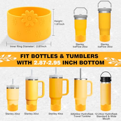 Flower Silicone Protective Boot for Stanley Cup - 30/40 OZ - Lemon Yellow