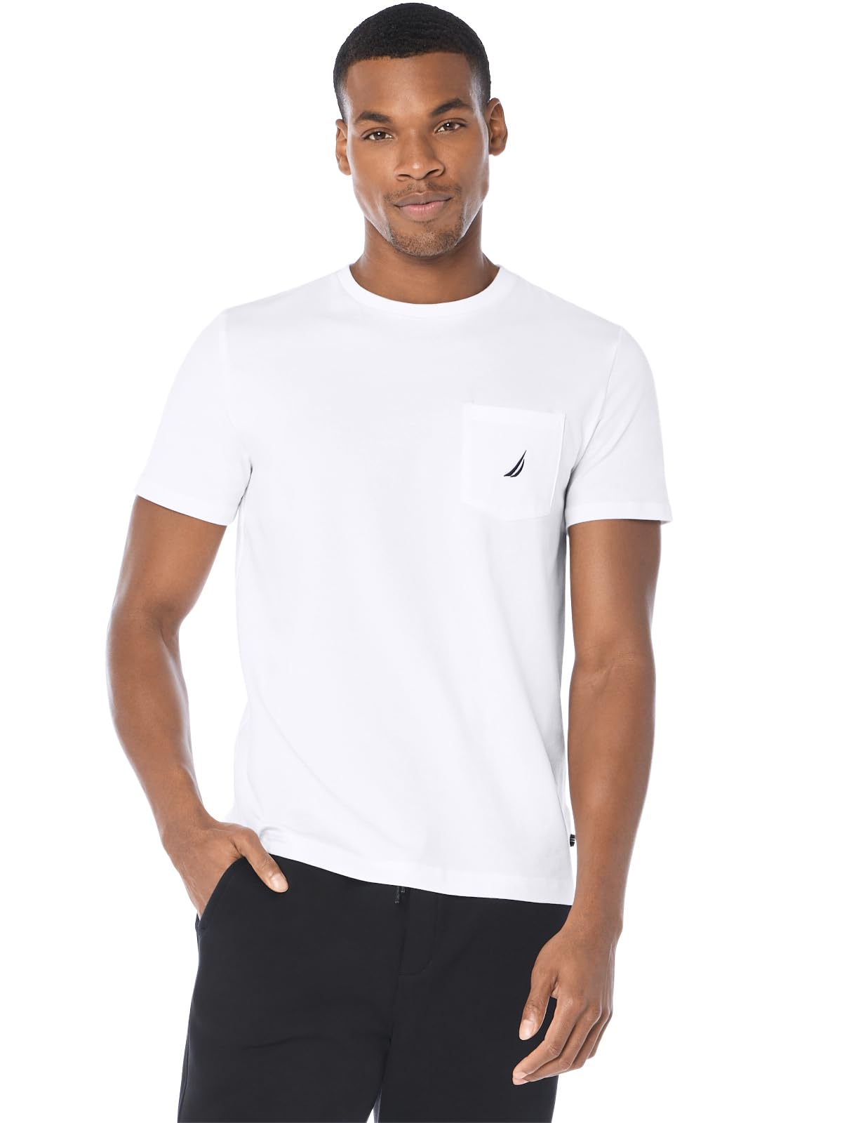 Nautica Men's Big & Tall Solid Crew Neck Short-Sleeve Pocket T-Shirt, Bright White, 6X Big