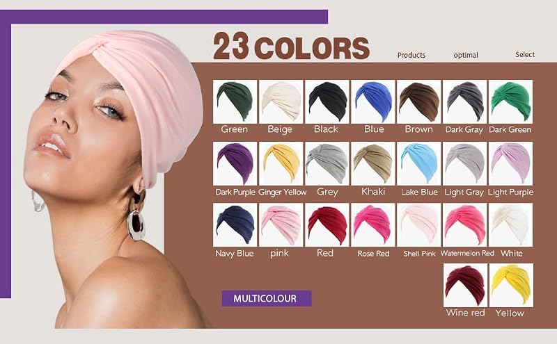 White Chemo Sleep Turban Wrap Cap Hat for Cancer Patients - One Size