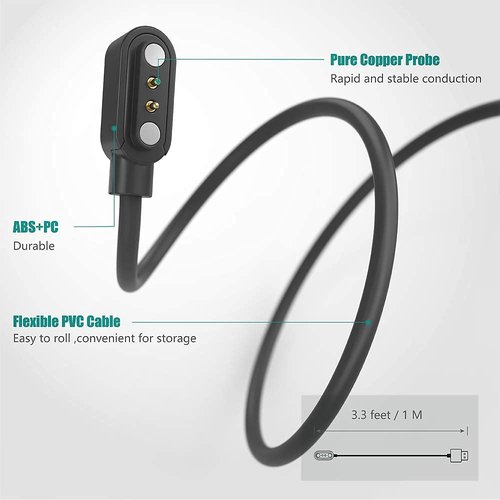 Compatible with SGJIK Smart Watch Charger, Magnetic Replacement Charger Compatible for SGJIK H37 1.57 Inches Smart Watch Fitness Tracker (2 Pack-Black+White, for H37 Watch)