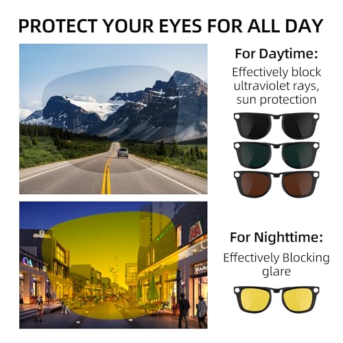 RCstyle Polarized Clip Compatible with Ray-Ban Meta Wayfarer (RW4006/4012 Size M Standard 50-22) (GEN1 &GEN2) Smart Glasses Color Changing Clip Set (Night Vision Yellow, Black)