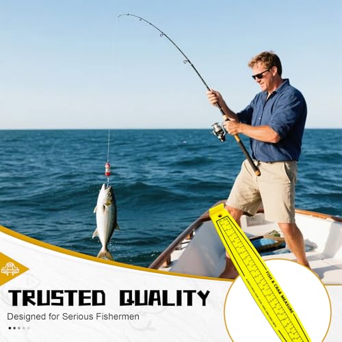 32-Inch Foldable Fish Measuring Board with Lanyard Eyelet - Yellow