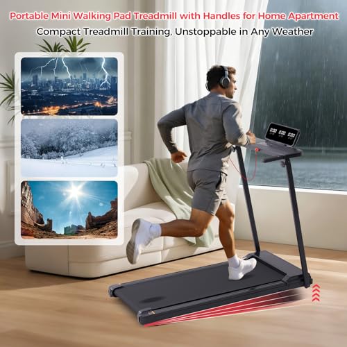 Compact Portable Treadmill with Handle Bar - 3.5HP, Black-1