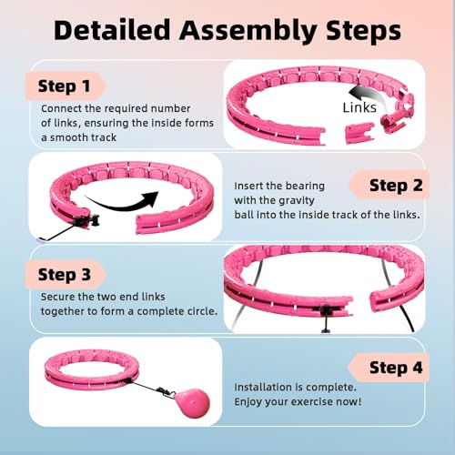 Argvsde Pink 28-Inch Adjustable Infinity Hoop for Home Fitness Beginners